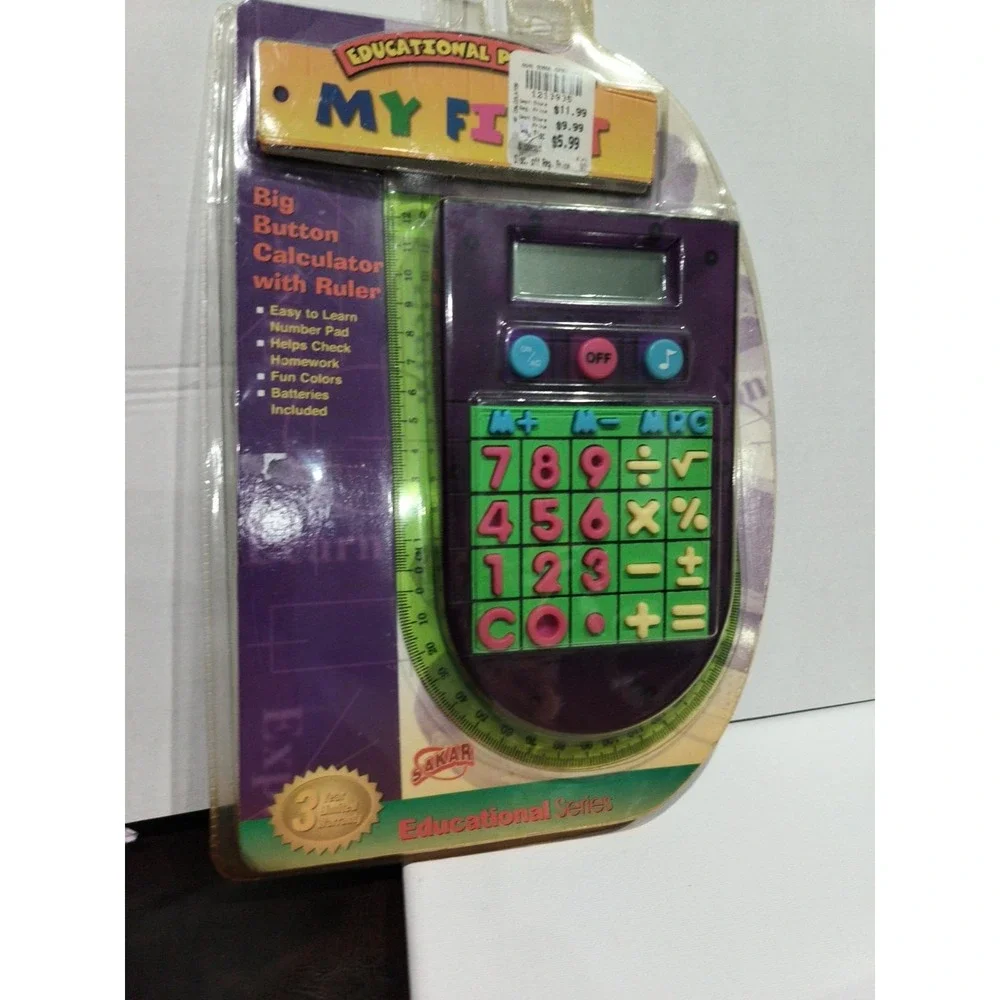 RARE Sakar Educational Series My first Big Button Calculator Ruler Kids New